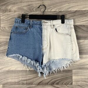 Indigo Rising Cutoff Shorts Women's 9/29 Blue Denim Cotton Light Wash Button Fly